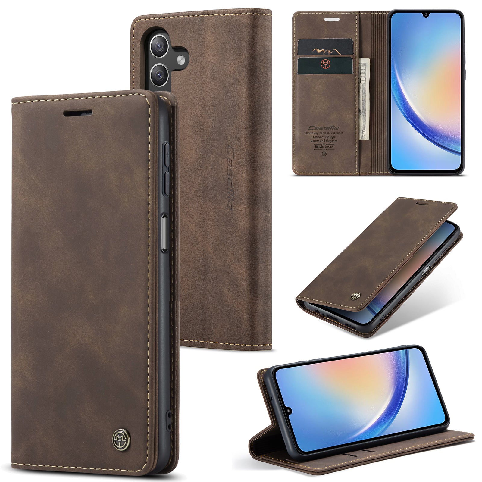CASEME 013 Series Phone Shell for Samsung Galaxy A24 4G PU Leather Case Wallet Stand Flip Cover CASEME 013 Series Phone Shell for Samsung Galaxy A24 4G PU Leather Case Wallet Stand Flip Cover